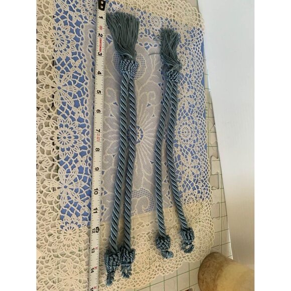 Cord & Tassel Blue Curtain Cord and Tassel Tiebacks Set of 2 - Picture 2 of 10